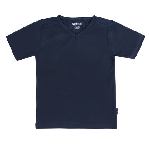 Effen donkerblauw navy V-hals T-Shirt Jongen KinderBasics  